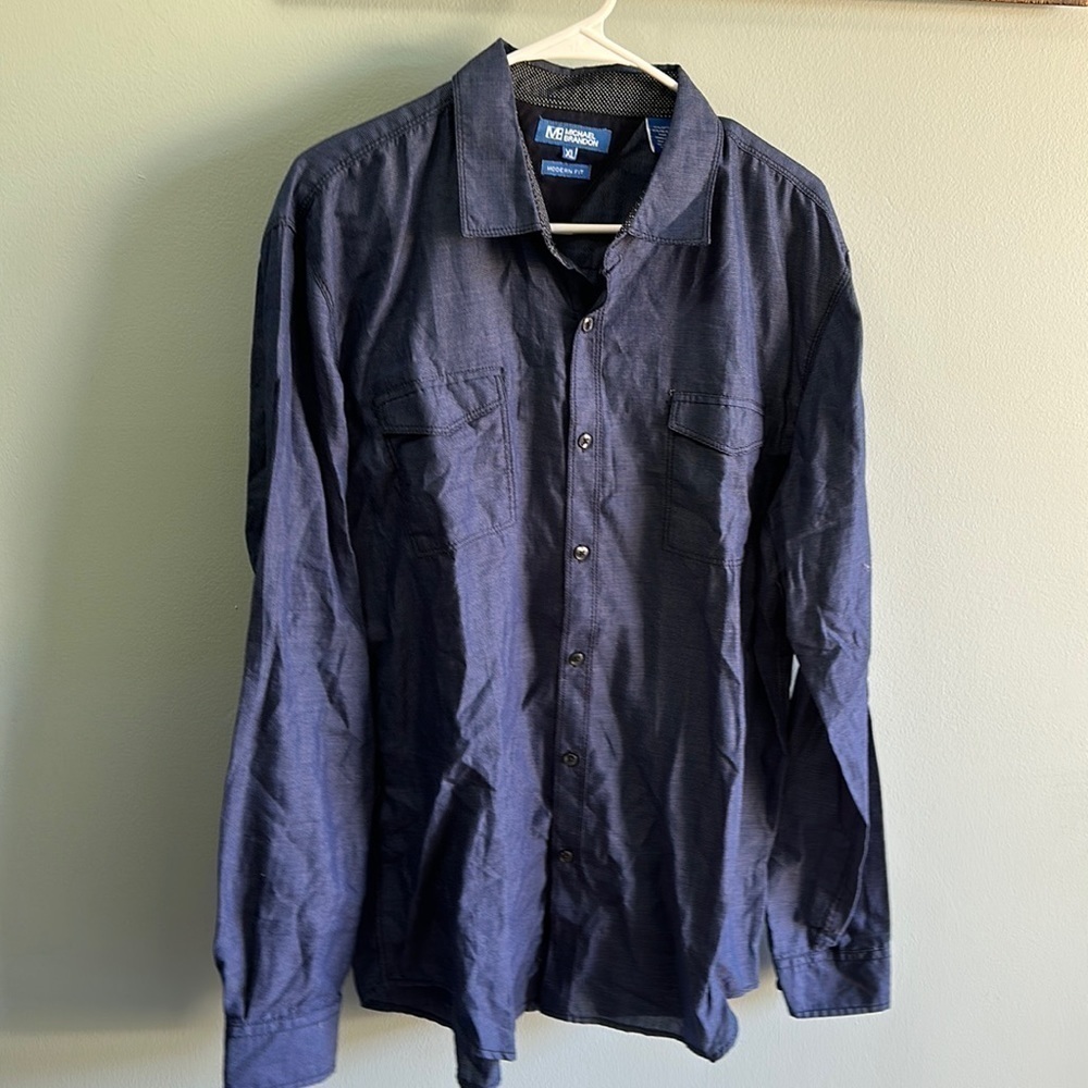 MICHAEL Brandon Men’s XL button down blue modern fit shirt